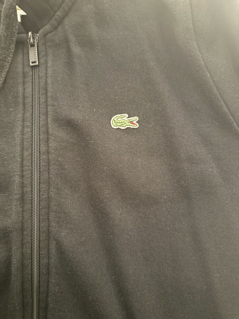 Lacoste Women’s Black Hooded Zip Jacket with Hood Striped Lining - Picture 4 of 4